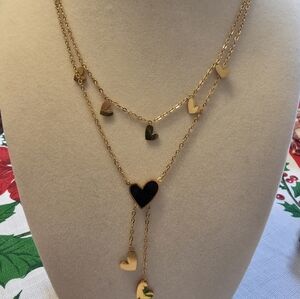 Gold and Black Heart Necklace
